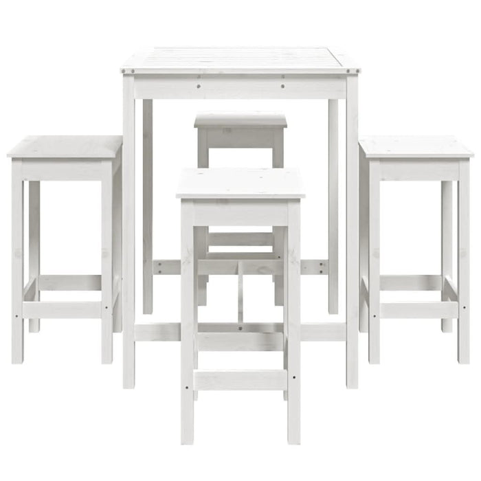 Set mobilier de bar pentru grădină, 5 piese,alb, lemn masiv pin - WALTI WALTI