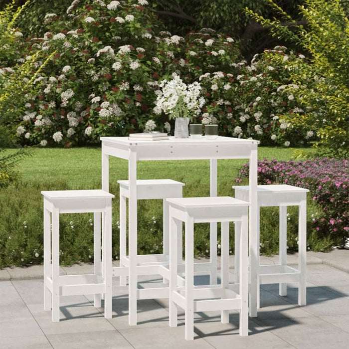 Set mobilier de bar pentru grădină, 5 piese,alb, lemn masiv pin - WALTI WALTI