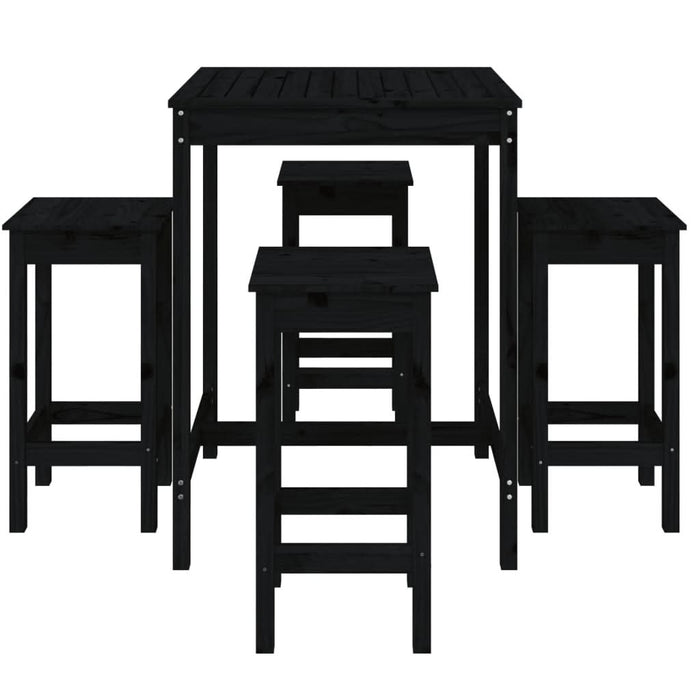 Set mobilier bar de grădină, 5 piese, negru, lemn masiv de pin - WALTI WALTI