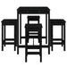Set mobilier bar de grădină, 5 piese, negru, lemn masiv de pin - WALTI WALTI