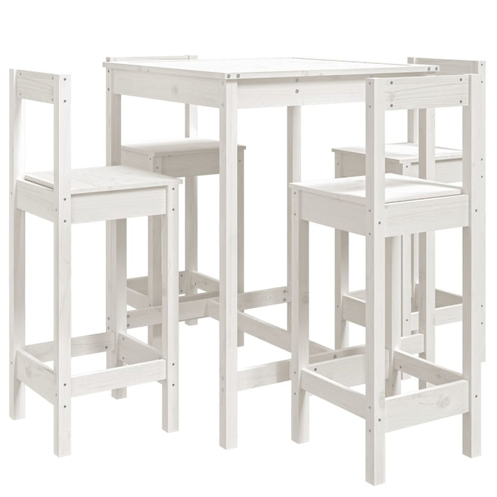 Set mobilier de bar pentru grădină, 5 piese,alb, lemn masiv pin - WALTI WALTI