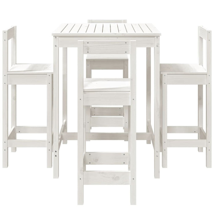 Set mobilier de bar pentru grădină, 5 piese,alb, lemn masiv pin - WALTI WALTI