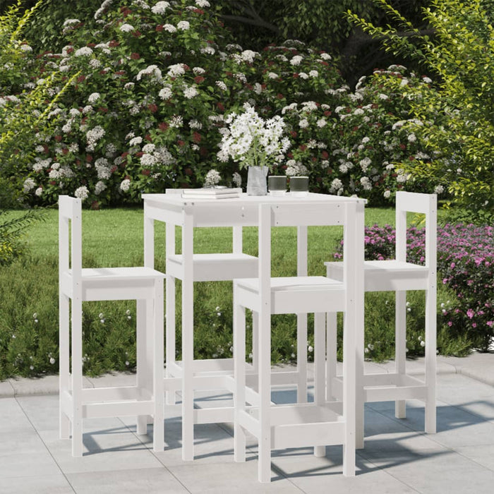 Set mobilier de bar pentru grădină, 5 piese,alb, lemn masiv pin - WALTI WALTI