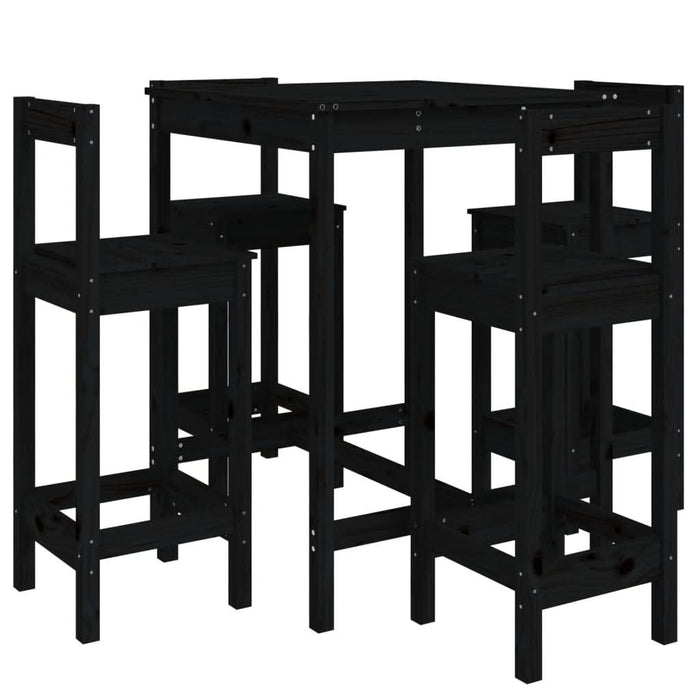 Set mobilier bar de grădină, 5 piese, negru, lemn masiv de pin - WALTI WALTI