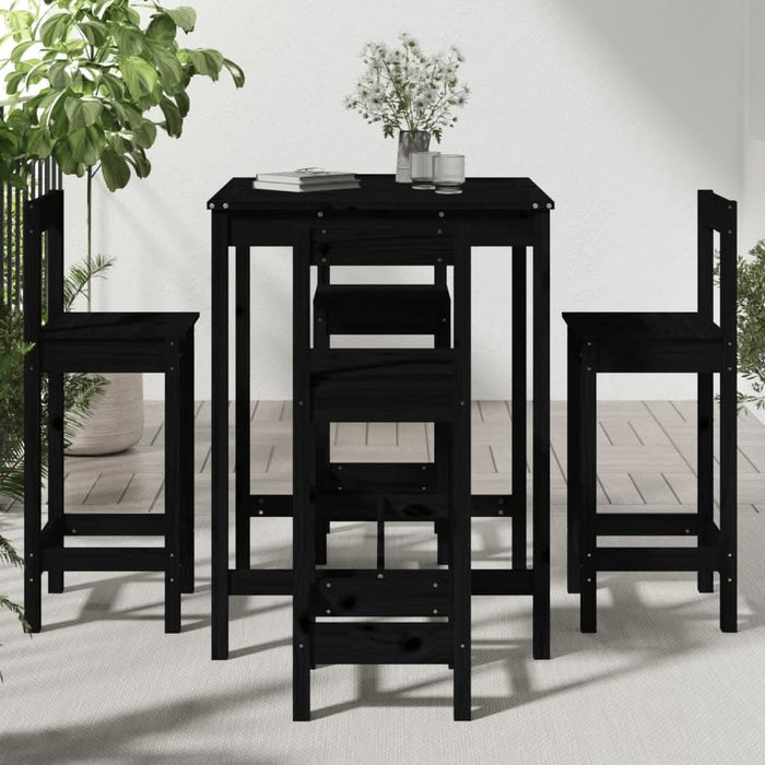 Set mobilier bar de grădină, 5 piese, negru, lemn masiv de pin - WALTI WALTI