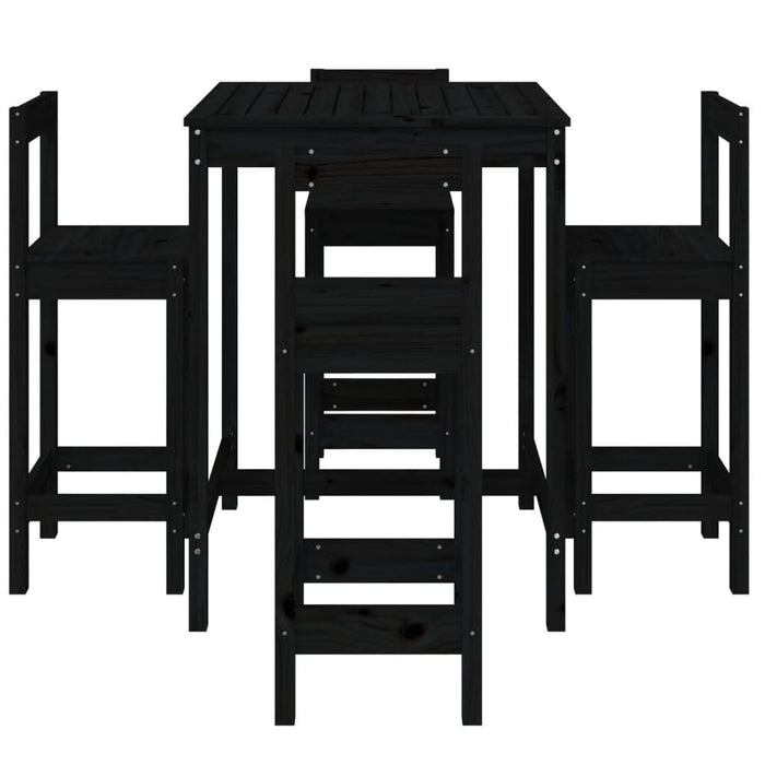 Set mobilier bar de grădină, 5 piese, negru, lemn masiv de pin - WALTI WALTI
