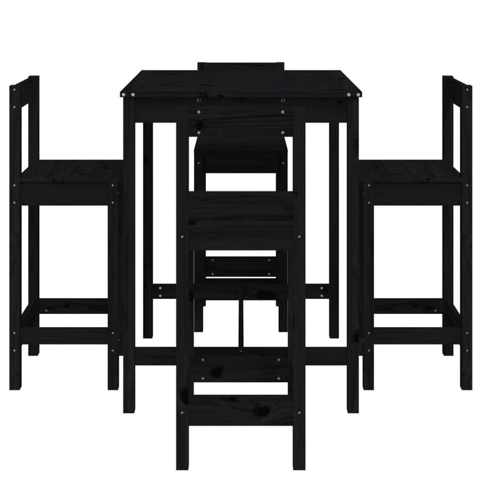Set mobilier bar de grădină, 5 piese, negru, lemn masiv de pin - WALTI WALTI