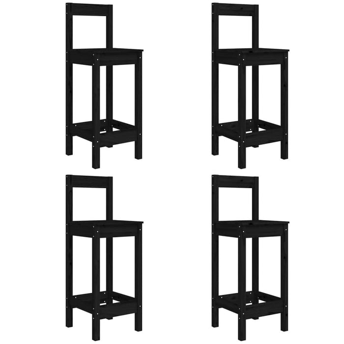 Set mobilier bar de grădină, 5 piese, negru, lemn masiv de pin - WALTI WALTI