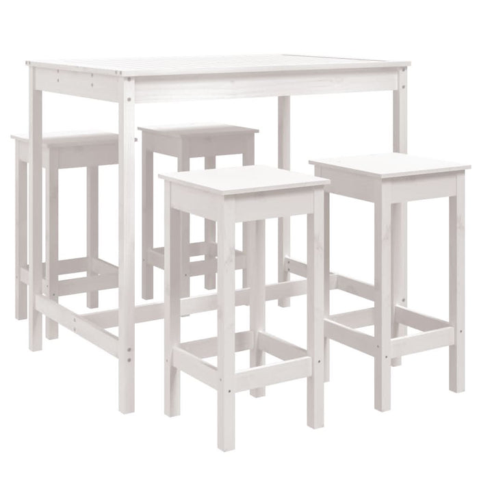 Set mobilier de bar pentru grădină, 5 piese,alb, lemn masiv pin - WALTI WALTI