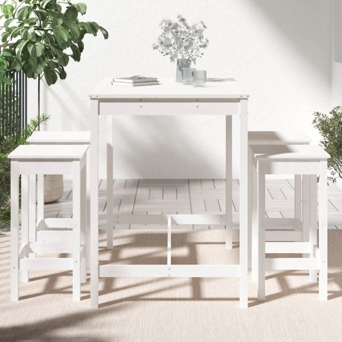 Set mobilier de bar pentru grădină, 5 piese,alb, lemn masiv pin - WALTI WALTI
