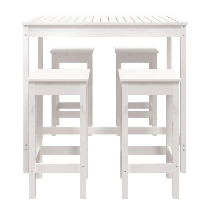Set mobilier de bar pentru grădină, 5 piese,alb, lemn masiv pin - WALTI WALTI