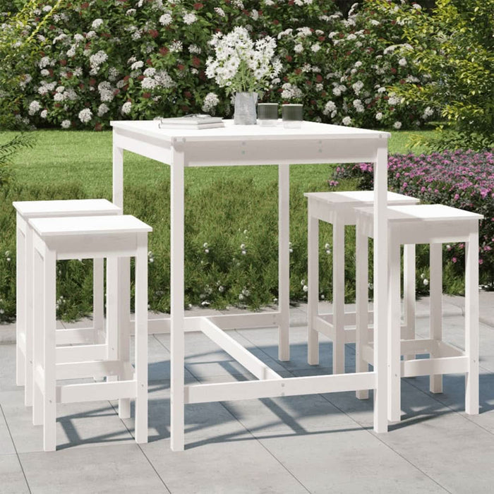Set mobilier de bar pentru grădină, 5 piese,alb, lemn masiv pin - WALTI WALTI