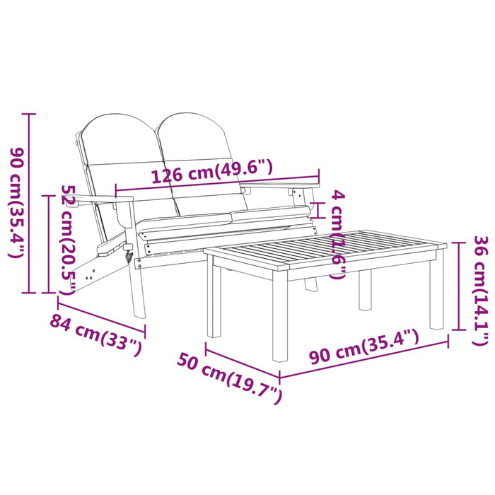 Set mobilier de grădină Adirondack, 2 piese, lemn masiv acacia - WALTI WALTI