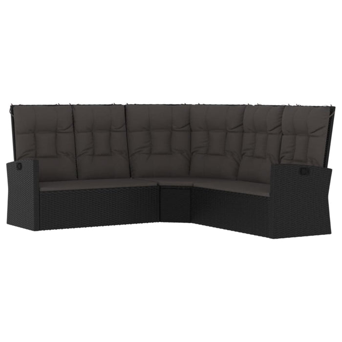Set șezlonguri de grădină, 2 piese, cu perne, negru, poliratan - WALTI WALTI