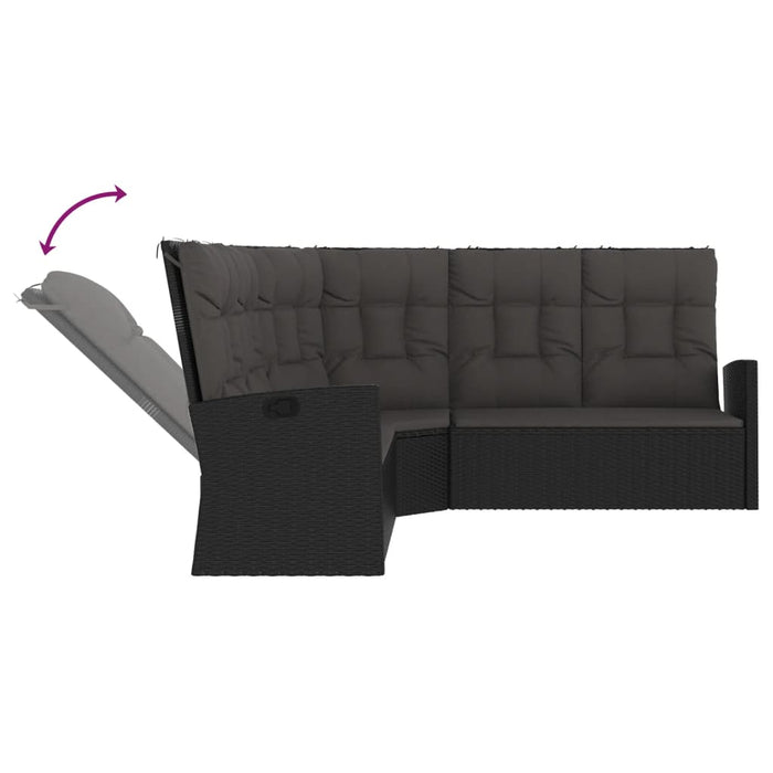 Set șezlonguri de grădină, 2 piese, cu perne, negru, poliratan - WALTI WALTI