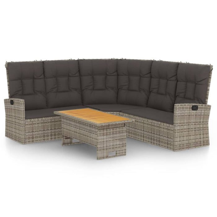 Set mobilier de grădină cu perne, 2 piese, gri, poliratan - WALTI WALTI