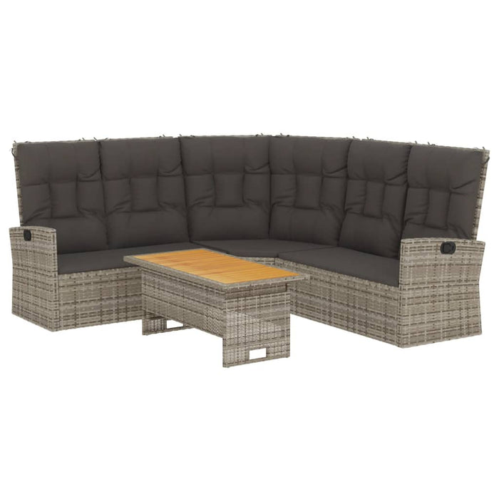 Set mobilier de grădină cu perne, 2 piese, gri, poliratan - WALTI WALTI
