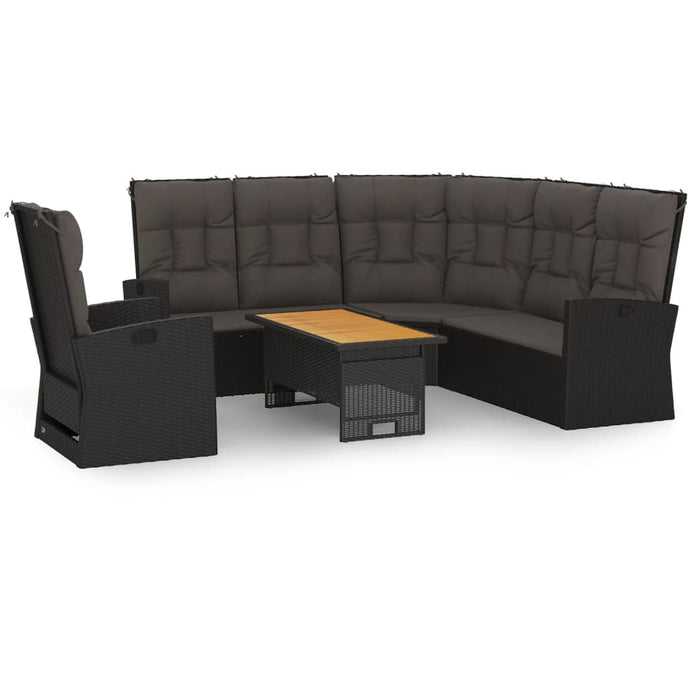 Set mobilier de grădină cu perne, 3 piese, negru, poliratan - WALTI WALTI