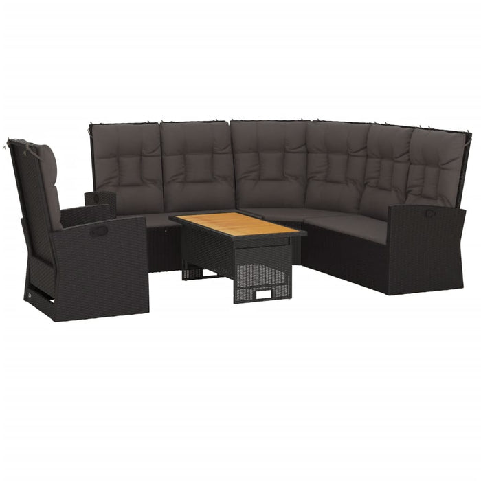 Set mobilier de grădină cu perne, 3 piese, negru, poliratan - WALTI WALTI