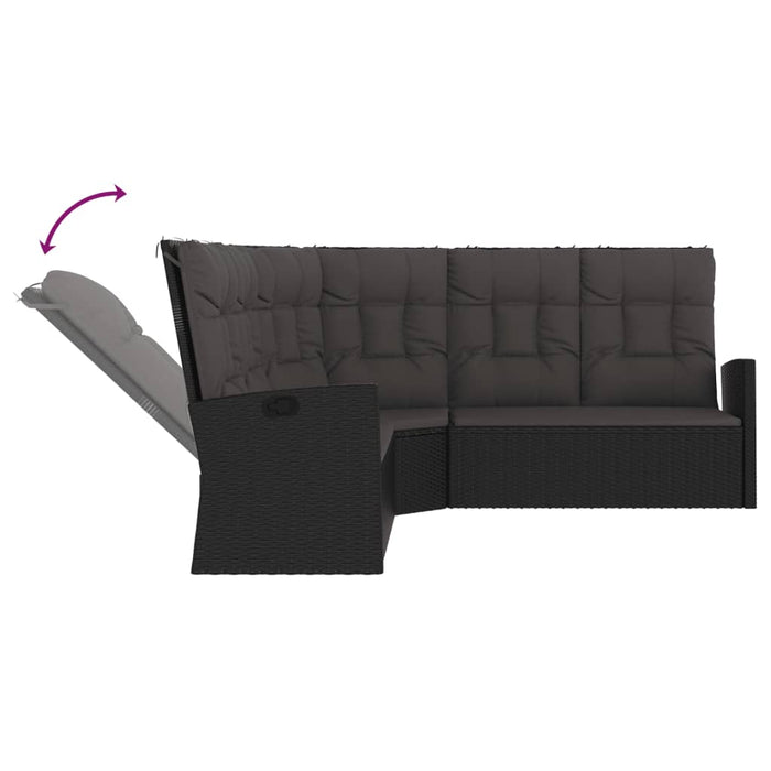 Set mobilier de grădină cu perne, 3 piese, negru, poliratan - WALTI WALTI