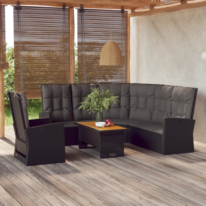 Set mobilier de grădină cu perne, 3 piese, negru, poliratan - WALTI WALTI