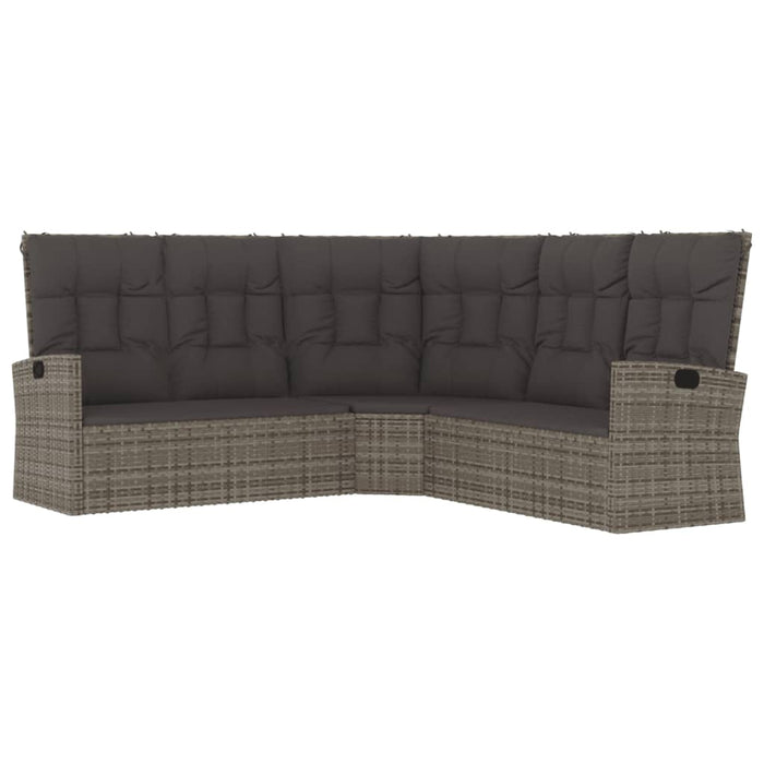 Set mobilier de grădină cu perne, 4 piese, gri, poliratan - WALTI WALTI