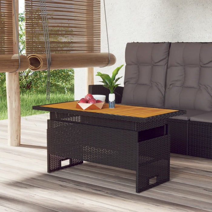 Masă de grădină negru 100x50x43/63 cm lemn acacia și poliratan - WALTI WALTI