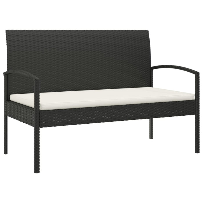 Bancă de grădină cu pernă, negru, 105 cm, poliratan - WALTI WALTI