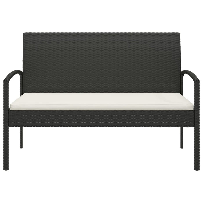 Bancă de grădină cu pernă, negru, 105 cm, poliratan - WALTI WALTI