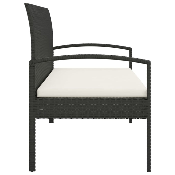 Bancă de grădină cu pernă, negru, 105 cm, poliratan - WALTI WALTI