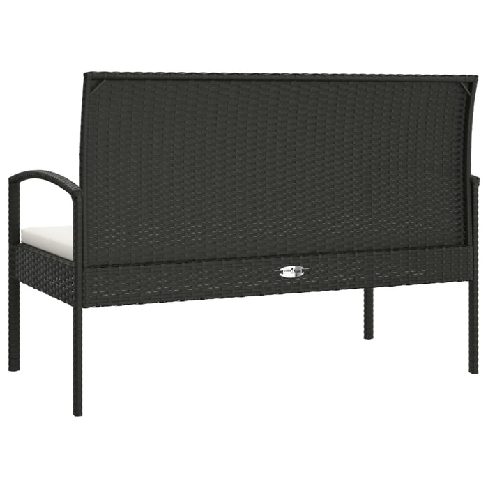 Bancă de grădină cu pernă, negru, 105 cm, poliratan - WALTI WALTI