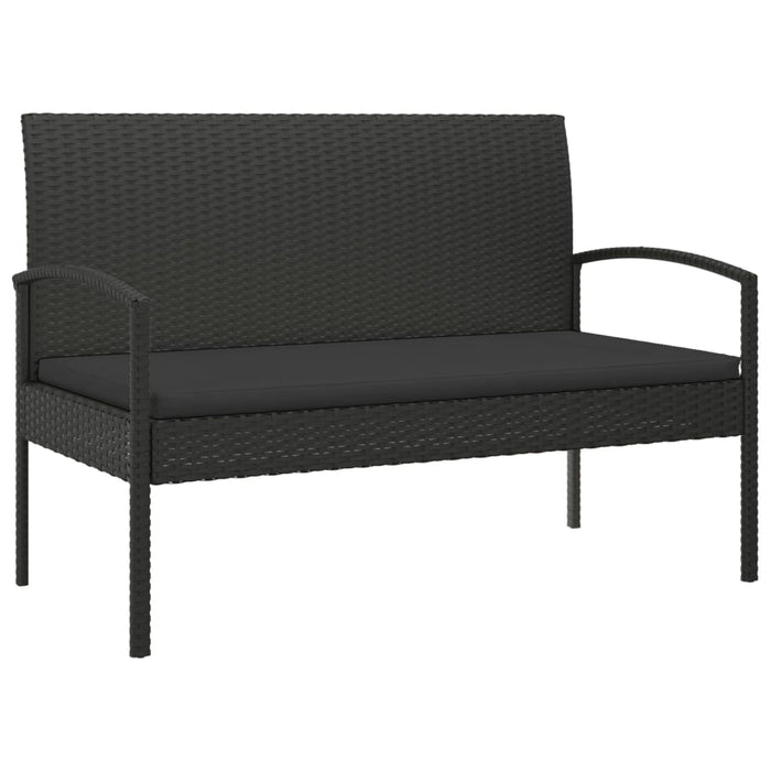 Bancă de grădină cu pernă, negru, 105 cm, poliratan - WALTI WALTI