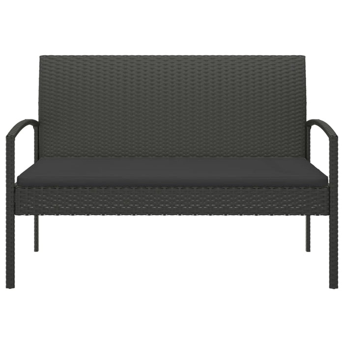 Bancă de grădină cu pernă, negru, 105 cm, poliratan - WALTI WALTI