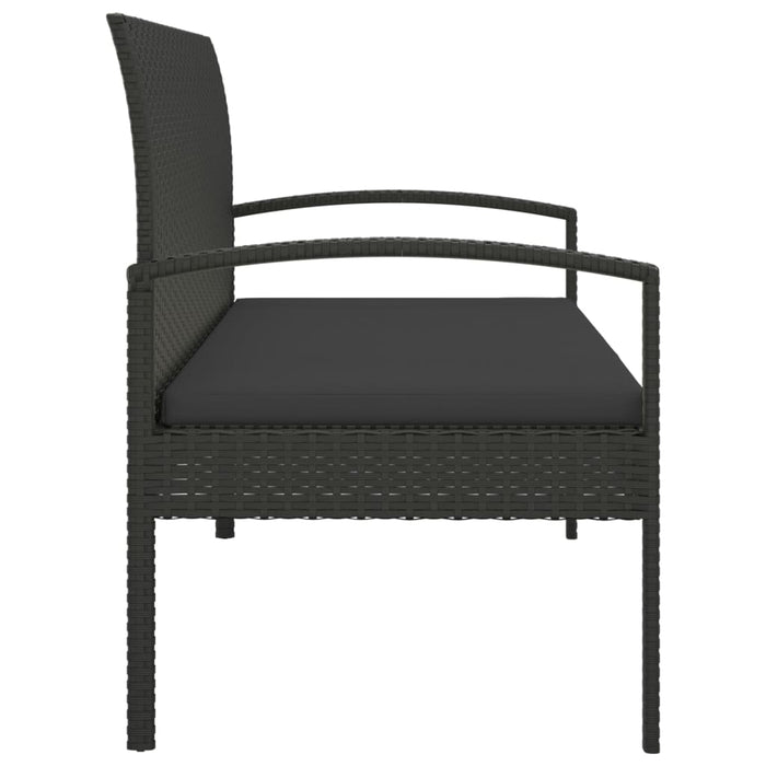 Bancă de grădină cu pernă, negru, 105 cm, poliratan - WALTI WALTI