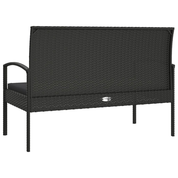Bancă de grădină cu pernă, negru, 105 cm, poliratan - WALTI WALTI