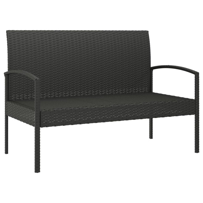 Bancă de grădină cu pernă, negru, 105 cm, poliratan - WALTI WALTI