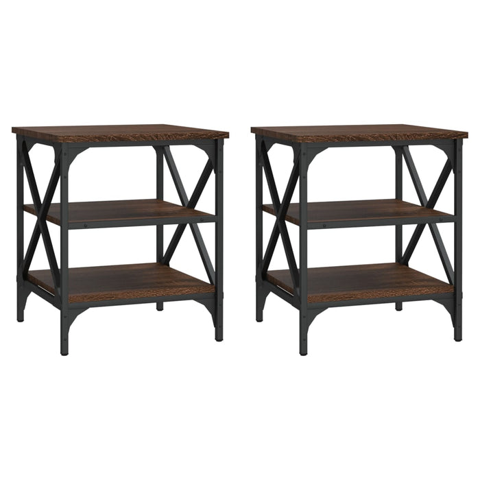Mese laterale, 2 buc. stejar maro 40x42x50 cm lemn prelucrat - WALTI WALTI
