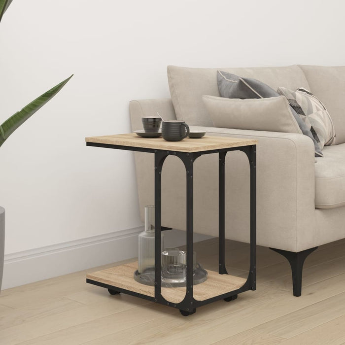 Masă laterală cu roți stejar sonoma 50x35x55,5cm lemn prelucrat - WALTI WALTI
