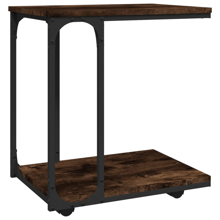 Masă laterală cu roți stejar fumuriu 50x35x55,5cm lemn compozit - WALTI WALTI