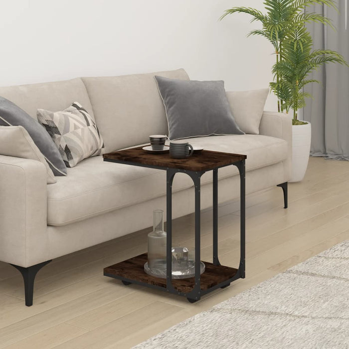 Masă laterală cu roți stejar fumuriu 50x35x55,5cm lemn compozit - WALTI WALTI
