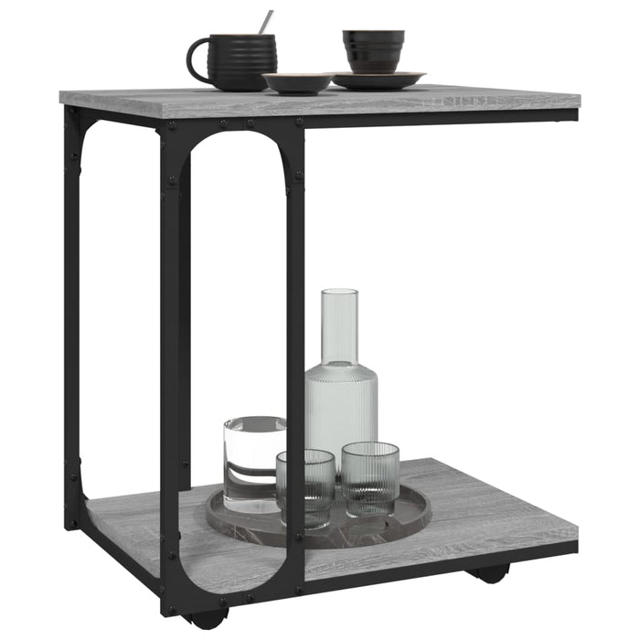Masă laterală cu roți, gri sonoma 50x35x55,5 cm lemn prelucrat - WALTI WALTI