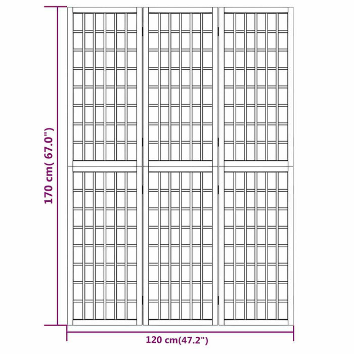 Paravan pliabil cu 3 panouri, stil japonez, negru, 120x170 cm - WALTI WALTI