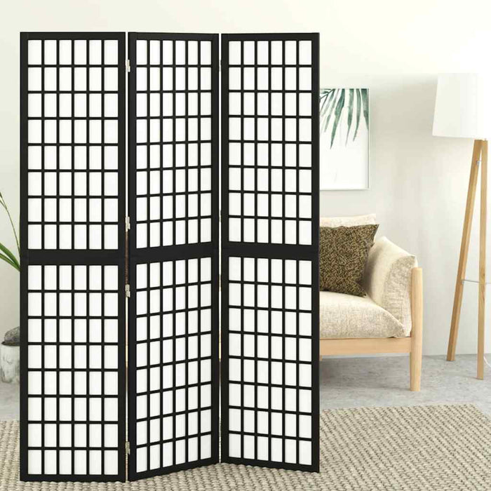 Paravan pliabil cu 3 panouri, stil japonez, negru, 120x170 cm - WALTI WALTI