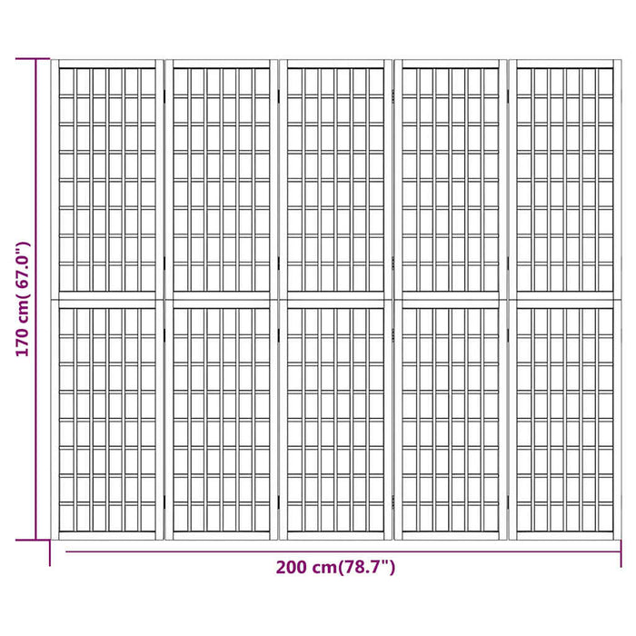 Paravan pliabil cu 5 panouri, stil japonez, negru, 200x170 cm - WALTI WALTI
