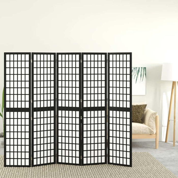 Paravan pliabil cu 5 panouri, stil japonez, negru, 200x170 cm - WALTI WALTI