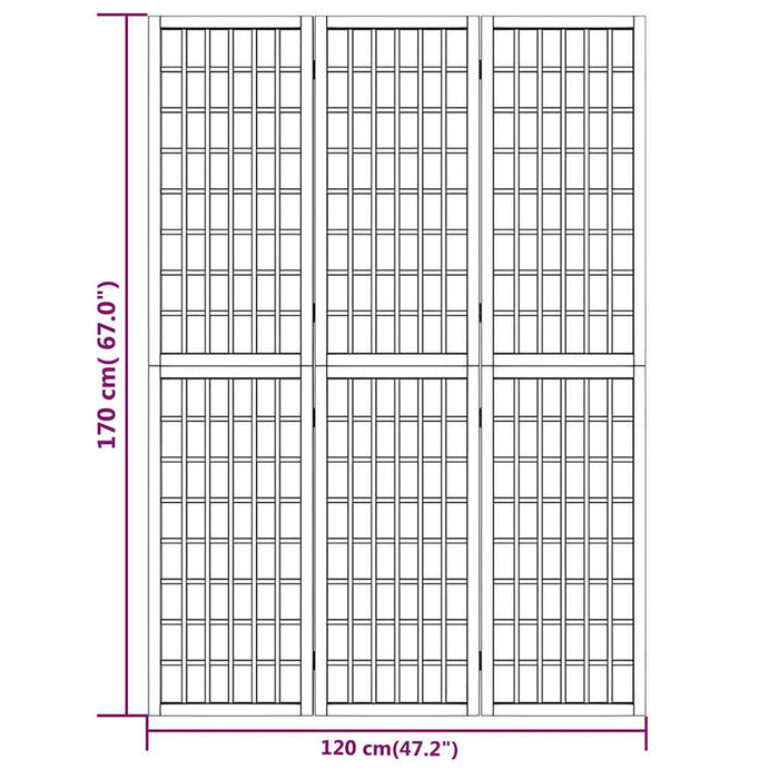 Paravan pliabil de cameră 3 panouri alb 120x170 cm stil japonez - WALTI WALTI