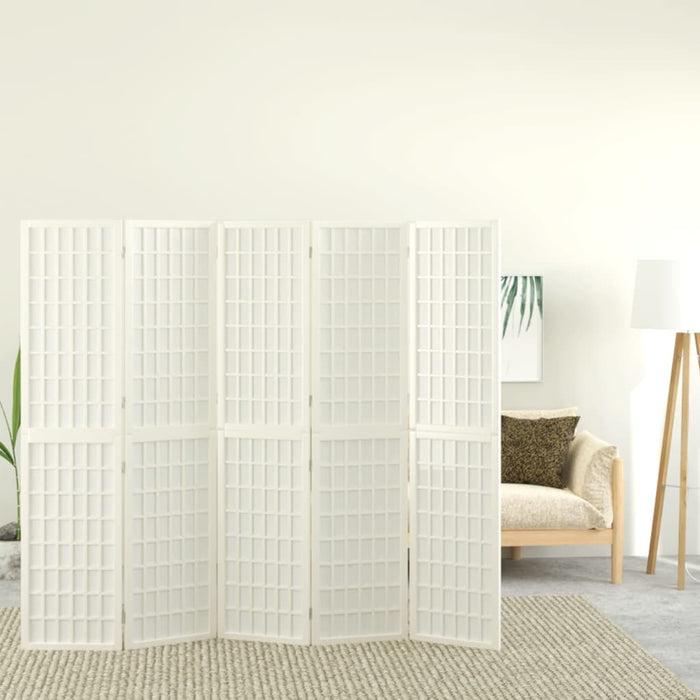 Paravan pliabil cu 5 panouri, stil japonez, alb, 200x170 cm - WALTI WALTI