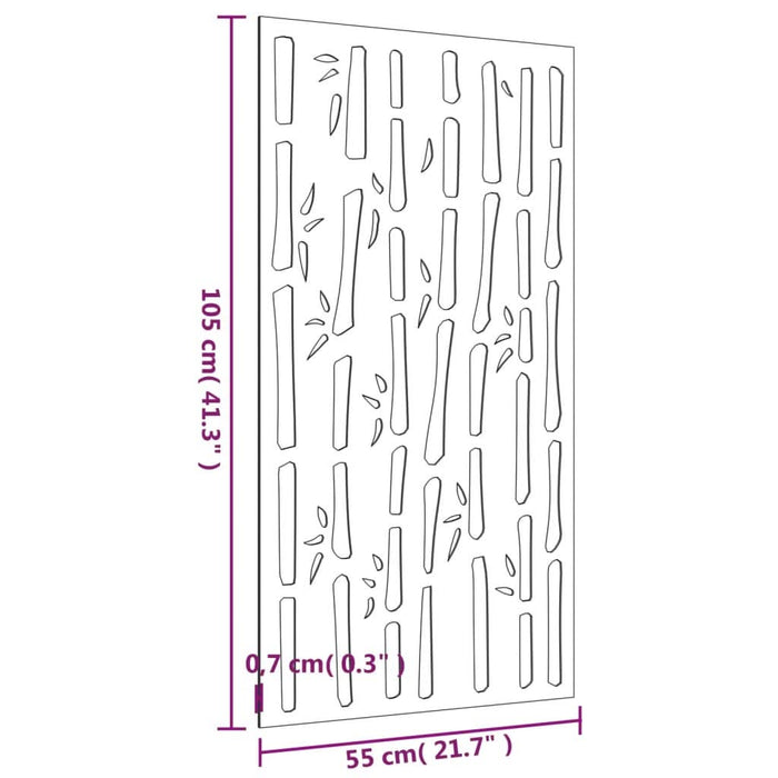 Decor perete de grădină 105x55 cm design bambus oțel Corten - WALTI WALTI