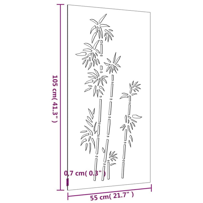 Decorație perete de grădină 105x55 cm design bambus oțel Corten - WALTI WALTI