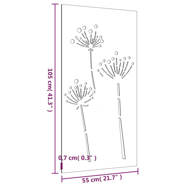 Decor perete de grădină 105x55 cm design flori oțel Corten - WALTI WALTI